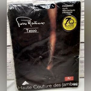 Pierre Mantoux Tattoo Black Pantyhose Tights New